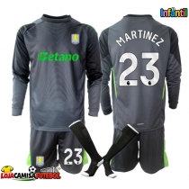 Camisa de Futebol Aston Villa Emiliano Martinez #23 Goleiro Equipamento Principal Infantil 2025-26 Manga Comprida (+ Calças curtas)